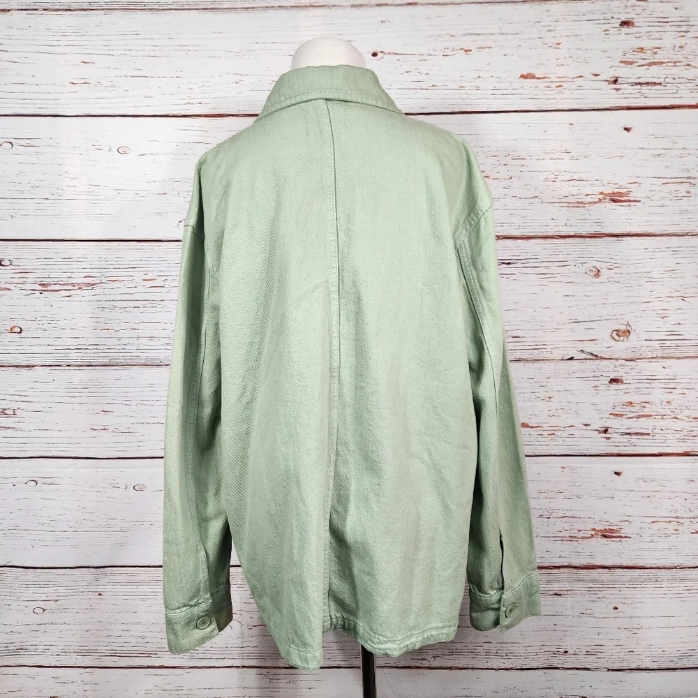 ZARA Victoria Cotton Overshirt Light Green Utility Barn Style Jacket Medium - Picture 7 of 8
